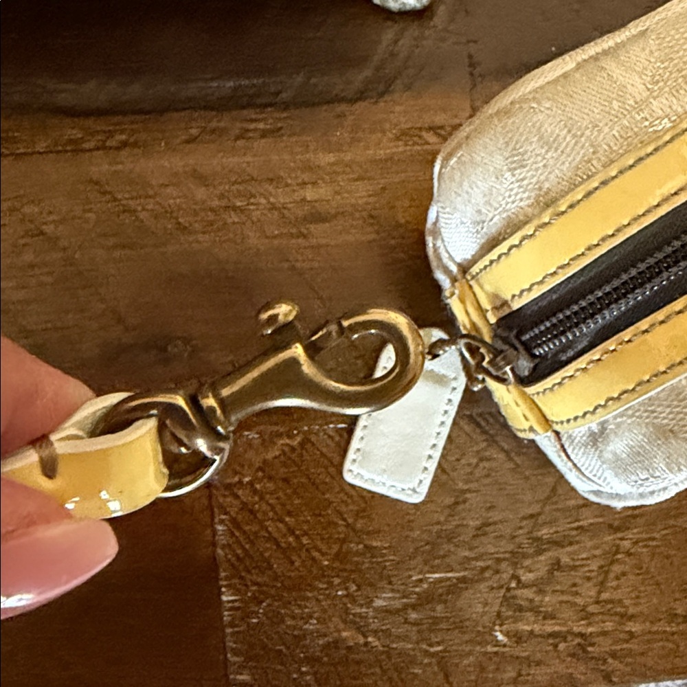 Pre loved Coach Wristlet with Yellow Accents - Picture 7 of 15